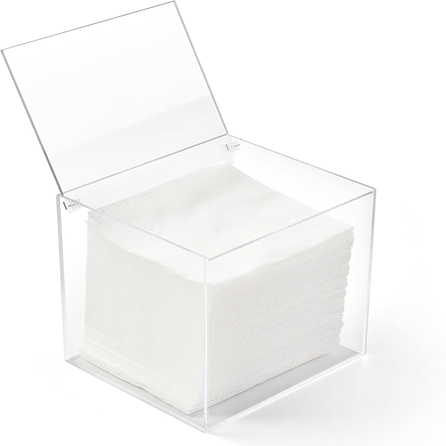 SYGELER Acrylic Disposable Face Towel Holder(10Cmx10Cmx10Cm ) | Face Towel Storage Box for Disposable Face Towels, Cleansing Wipes & Towelettes | Bathroom Counter Organizer image number 1