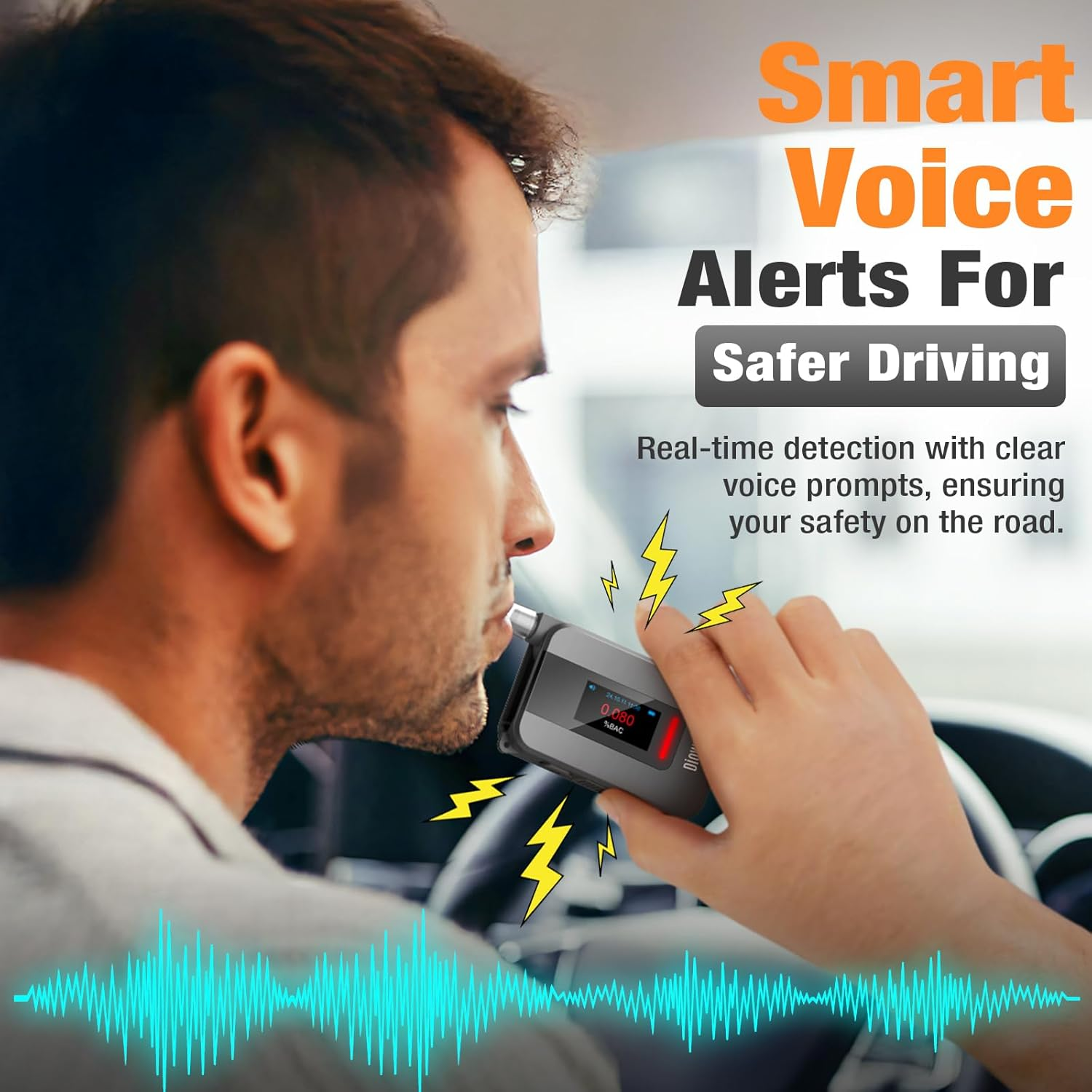 Portable Breathalyzer, Pro-Grade High Accuracy Breathalyzers for Alcohol with IPS Digital Display & Personal Breathalyzer 10 Mouthpieces, Ideal USB Rechargeable Alcohol Tester for Car/Home Use (Black)