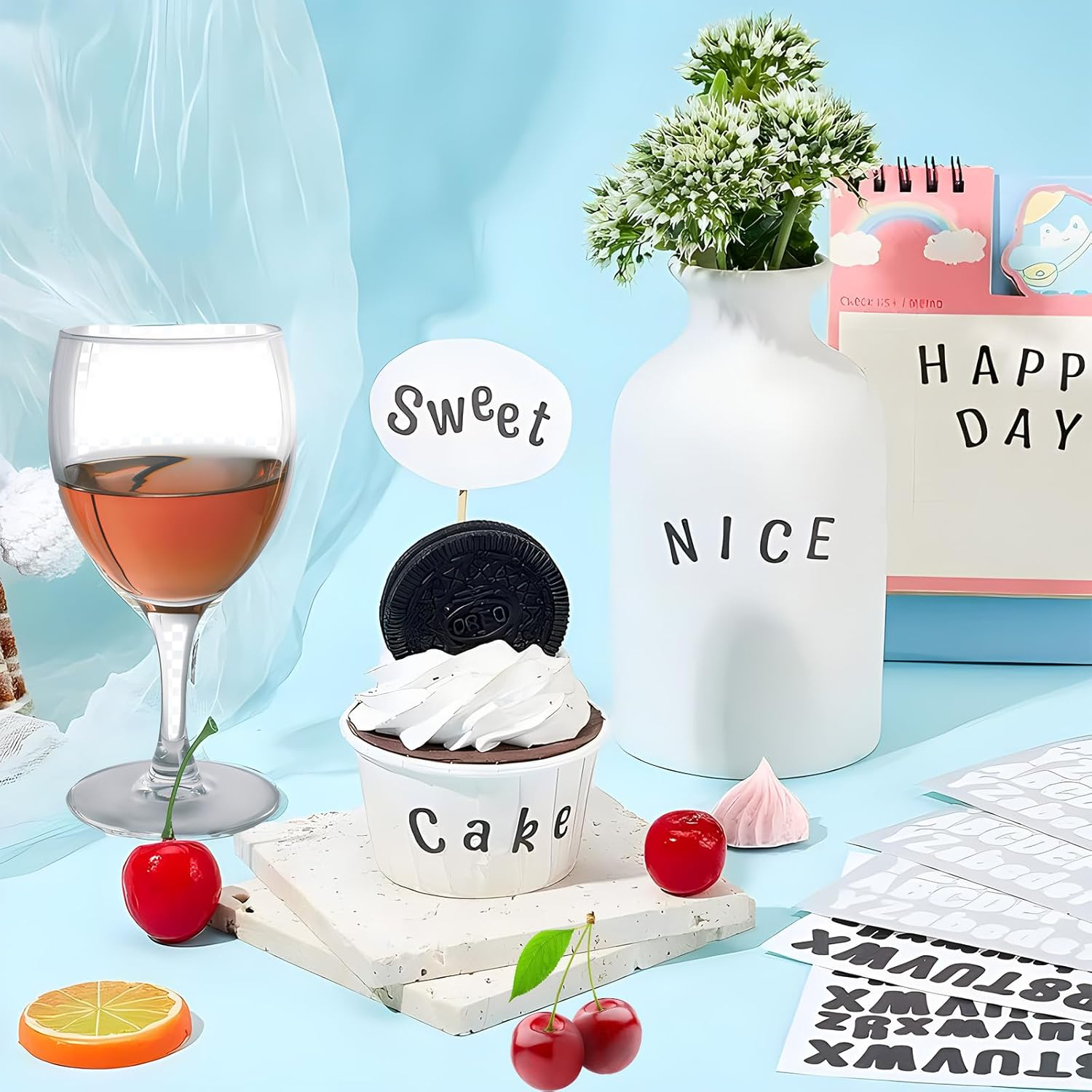 Letters Stickers, 10 Sheets Vinyl Alphabet Stickers 1/2 Inch Uppercase & Lowercase Stick Board Small Decals Scrapbook Classroom (Black) image number 2