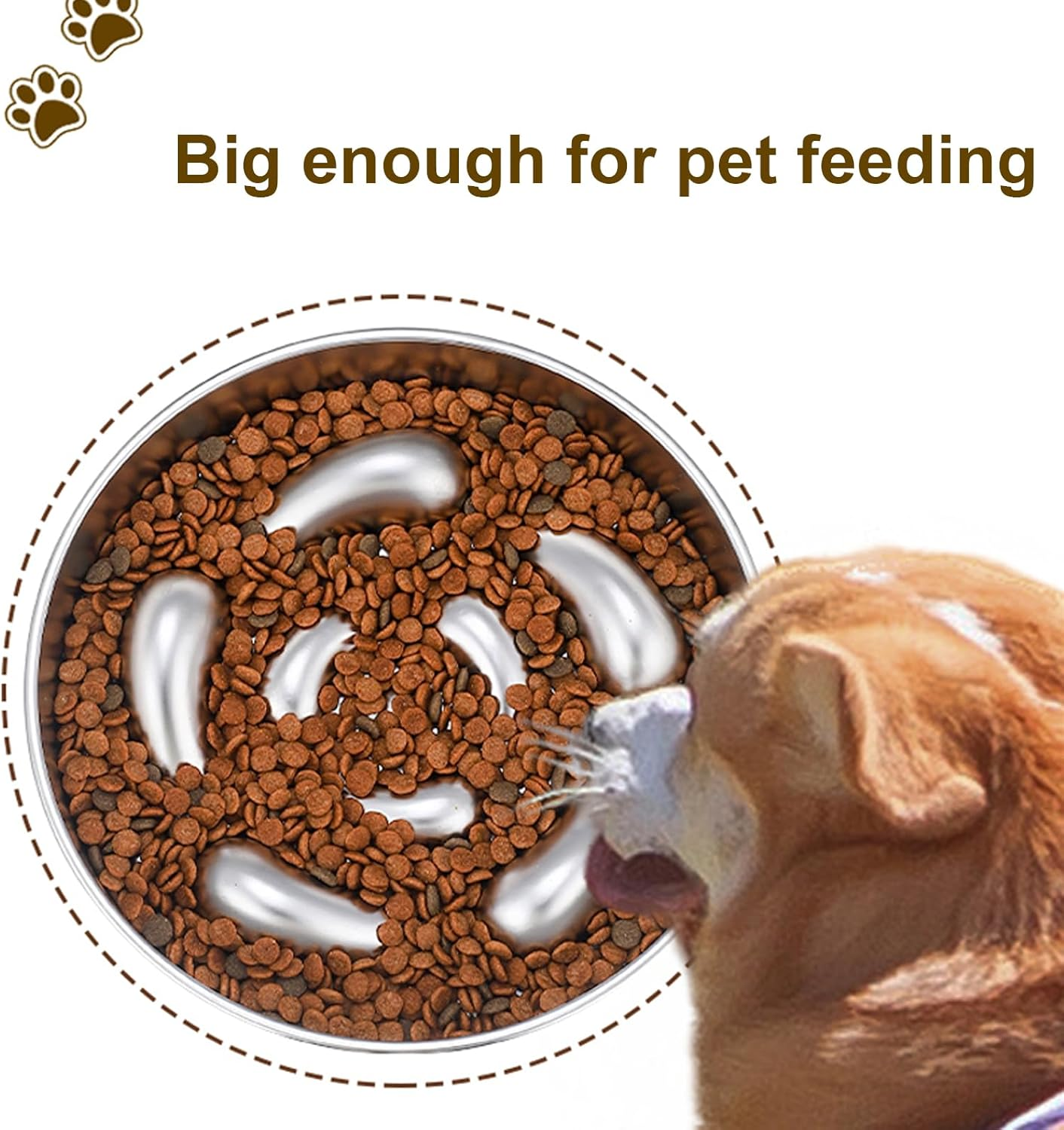 Slow Feeder Dog Bowl Stainless Steel, Metal Slow Feeder Dog Bowl for Dog Slow Eating image number 2