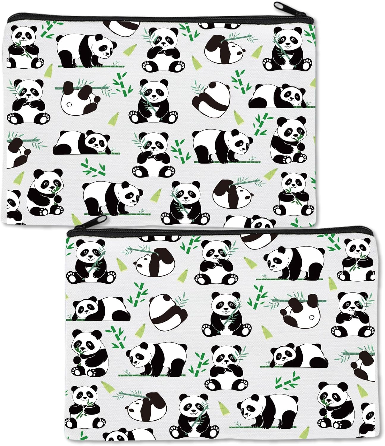 CREATCABIN Panda Makeup Bags Canvas Cosmetic Bag Black White Multi Purpose Case Zipper Pouches Toiletry Travel Storage Purse Portable Storage for Women Graduation Panda Gifts 10X7Inch image number 1