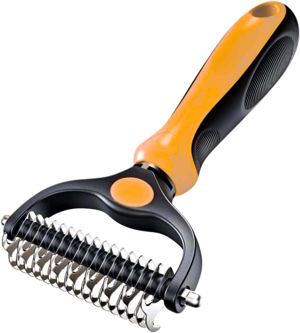 Original Pet Grooming Rake - Double-Sided Deshedding Dematting Tool, Undercoat Rake for Dogs & Cats, Extra-Wide Dog Grooming Brush & Deshedder Comb for Long Hair, Reduces Shedding 95%-Blue