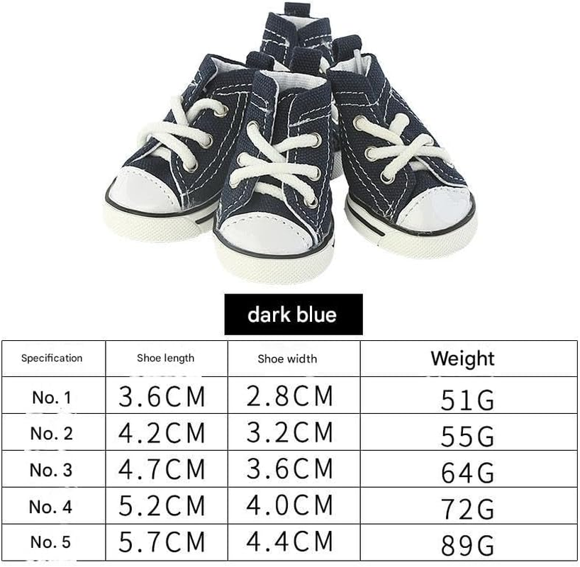 4 Pieces Pet Dog Puppy Canvas Sport Shoes, Boots, Outdoor Nonslip Causal Dog Shoes (Blue, #3) image number 2
