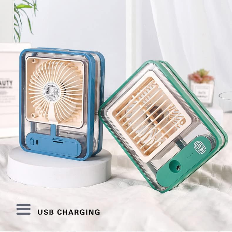 Portable Personal Air Conditioner Fan Mini Air Cooler Desk Fan USB Rechargeable (Green) image number 6