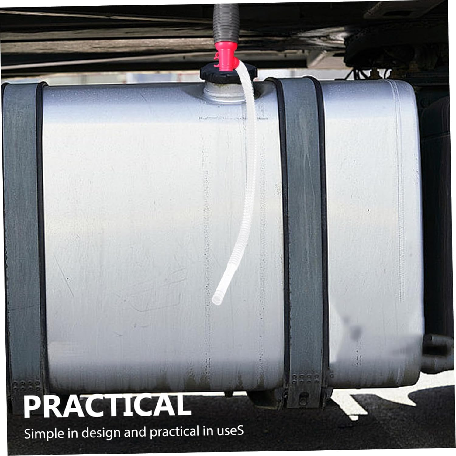 INOOMP Large Manual Car Fuel Transfer Pump Water and Gas Siphon Extractor with Suction Hose for Quick Fluid Transfer image number 3