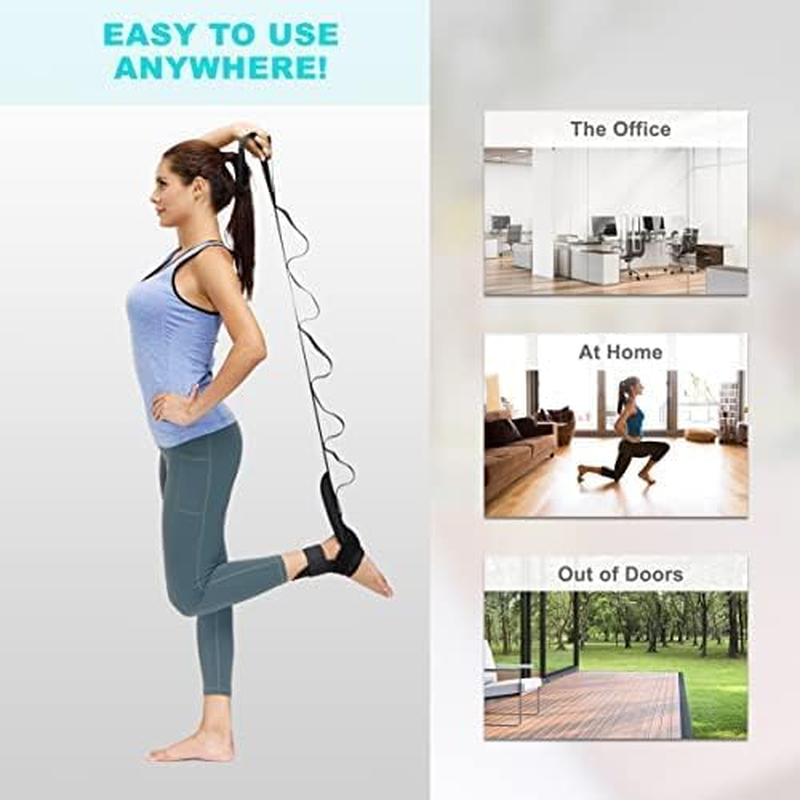 Calf & Foot Stretcher with Strap,Yoga Aid for Plantar Fasciitis, Heel Spurs, Foot Drop, Achilles Tendonitis & Hamstring - Pink image number 2