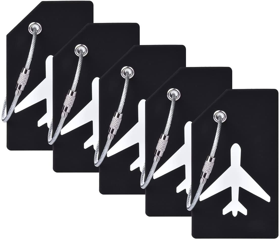 Ovener 5Pack Silicone Luggage Tag with Name ID Card Perfect to Quickly Spot Luggage Suitcase by (Purple)