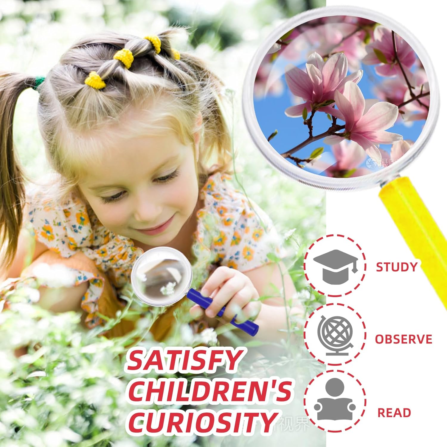 24 Handheld Magnifiers, 40Mm 3-5X Plastic Reading Magnifiers for Students, Outdoor Explorers, Scientific Observation, Etc. (Color) image number 3