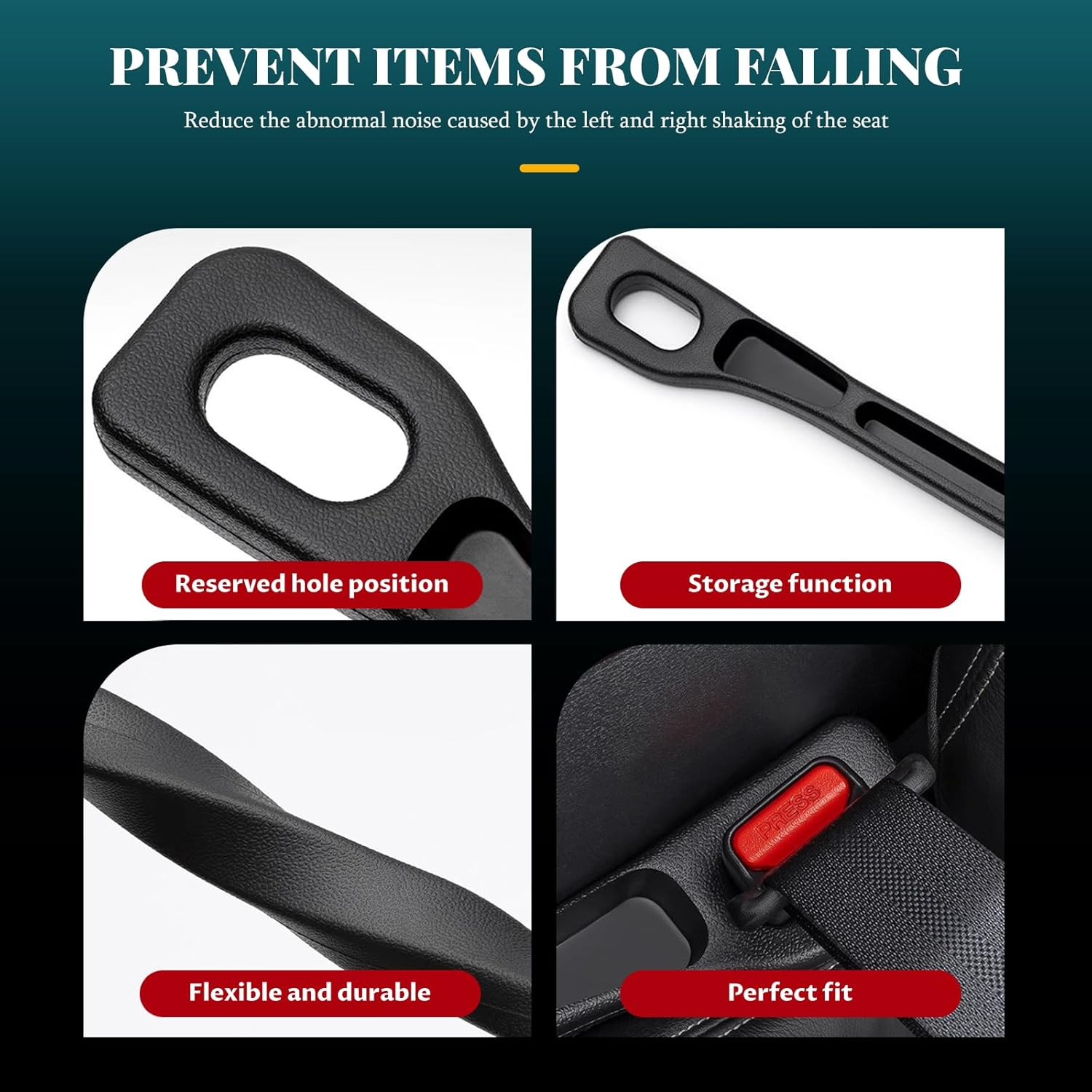 2-Pack Car Seat Gap Organizer Universal Fit Storage Solution for Phones Keys Small Items Quick Install Design with Seat Belt Access (Fits Most Vehicles) image number 4