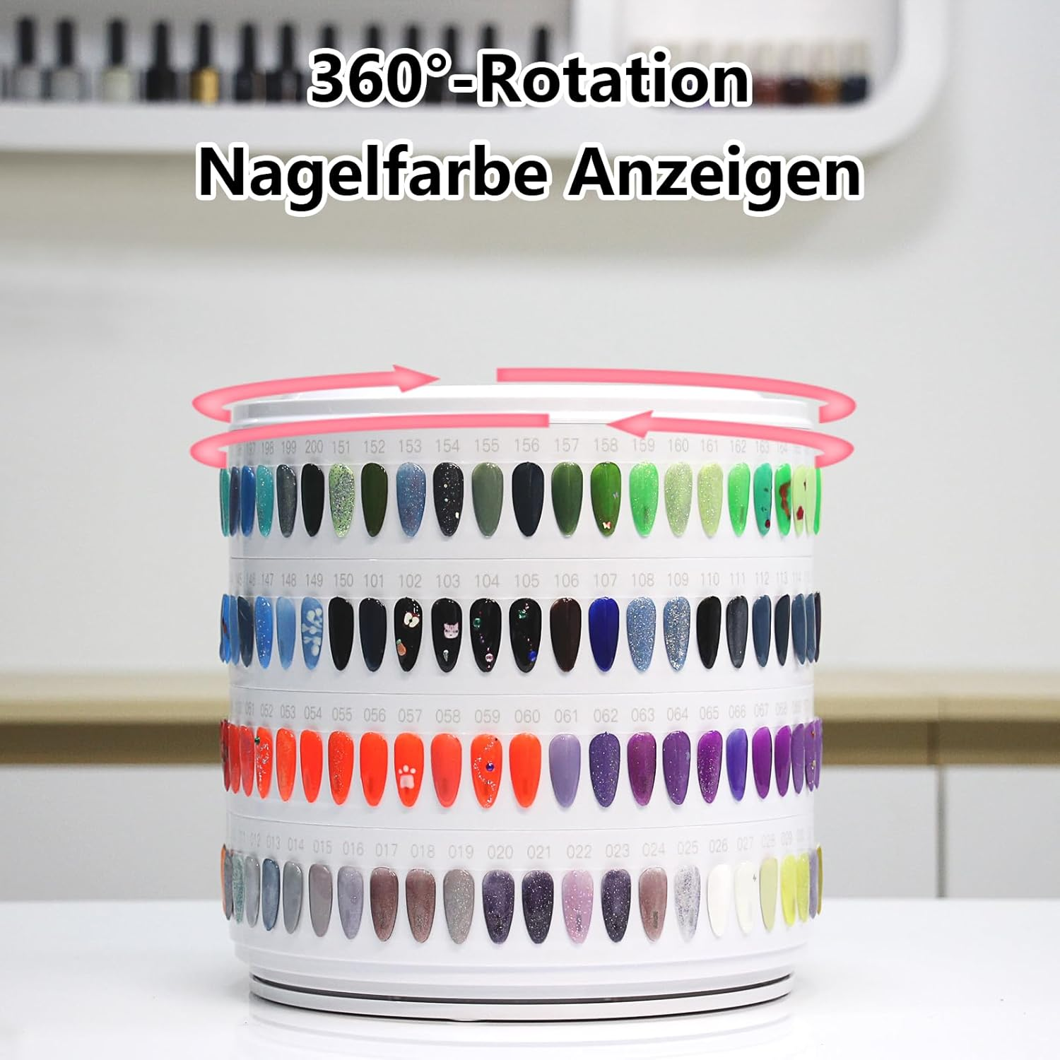 Nail Display 200 Colours, Nail Art Tips, Nail Tips for Gel Nails, Transparent Colour Card Plates, Nail Polish Display Ring Sticks, Pattern Tips for Nails, Nail Colour Display for Salon (CS200) image number 1