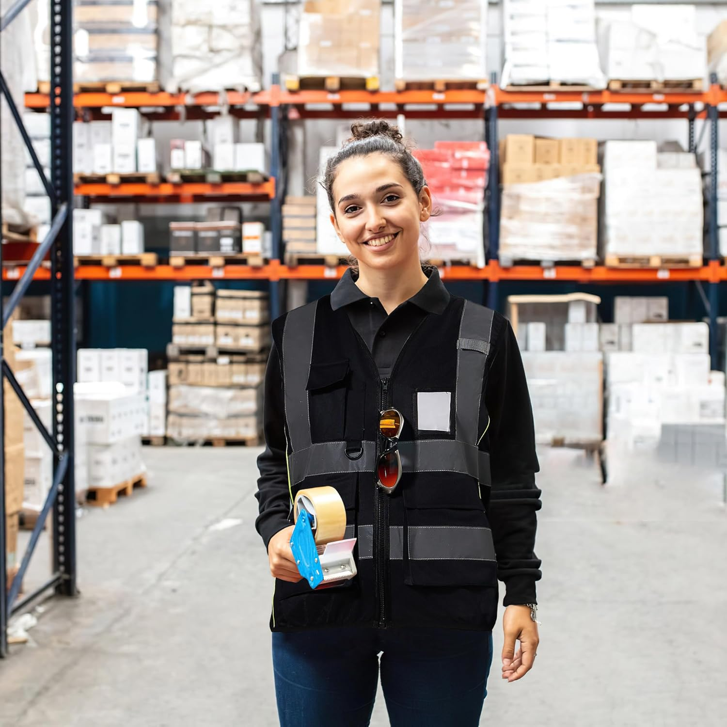 AYKRM Work Vest High Visibility Vest Women'S Safety Vest Running Vest with Zip and Pockets image number 4