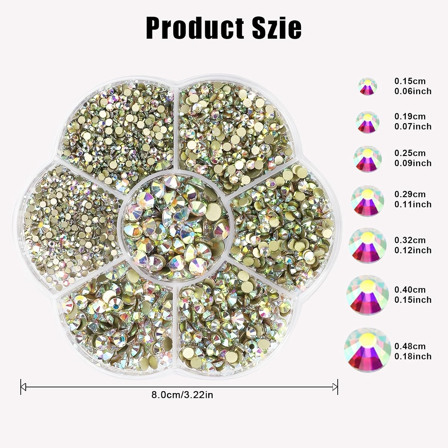 2500 Glitter Gems Hotfix Self-Adhesive 0.15~0.48 Cm, Rhinestones for Textiles for Gluing, Gemstones for Crafts, Rhinestones, for Clothing, Shoes, DIY, Craft, Nail Charms, Gift (AB) - Black image number 3