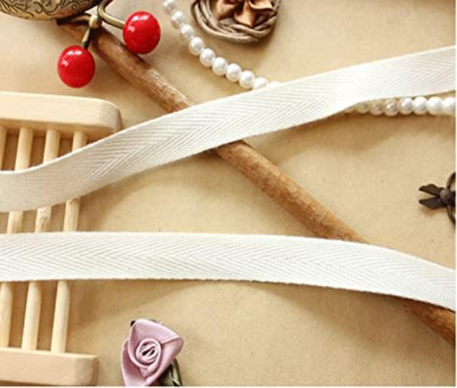 3/4 Inch Cotton Twill Tape Ribbon 55 Yard, Soft Natural Webbing Tape Roll Herringbone Bias Tape for Sewing DIY Crafts Home Decor, Beige image number 2