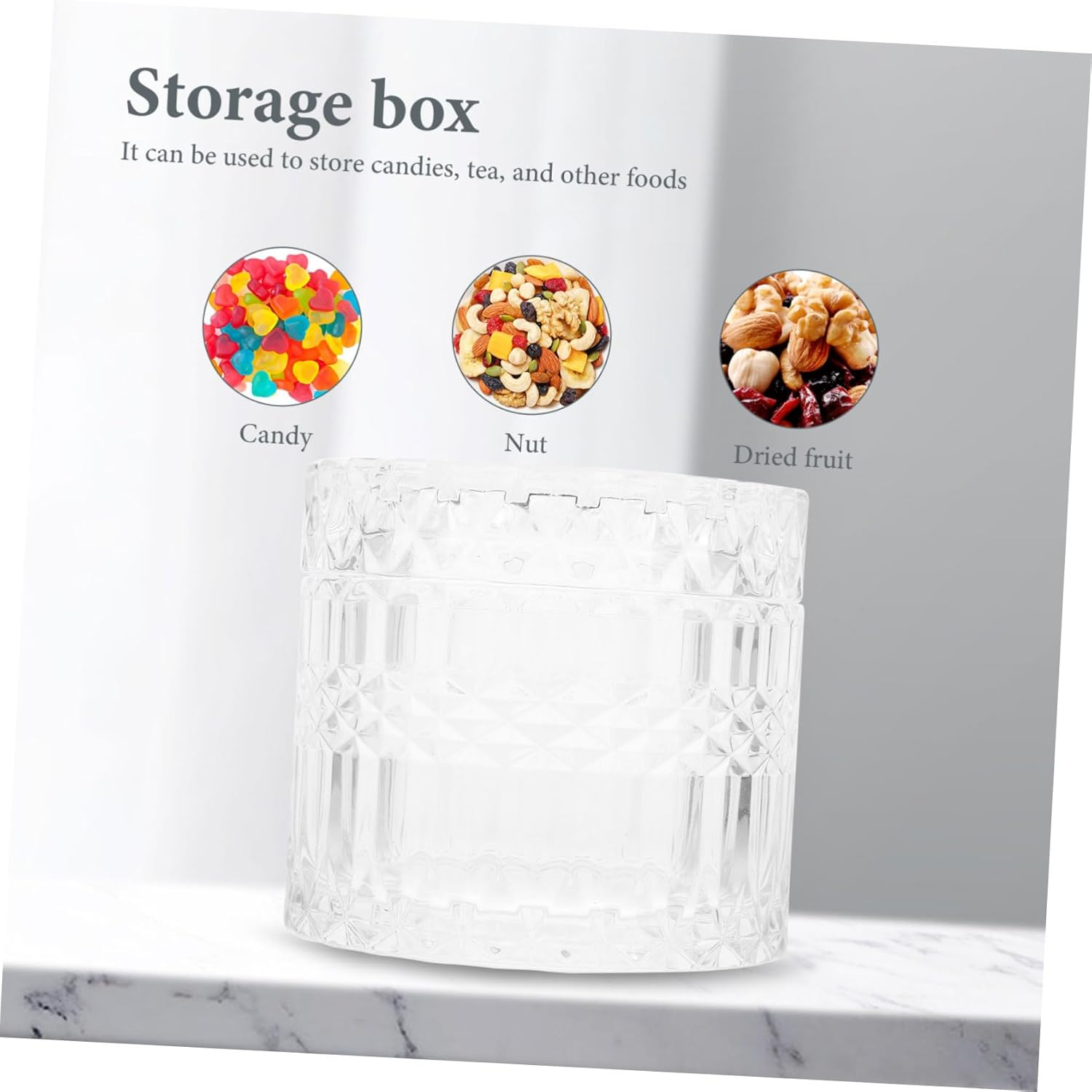 OKUMEYR Glass Storage Jar for Candy Jar and Snack Holder for Home Kitchen Party image number 2