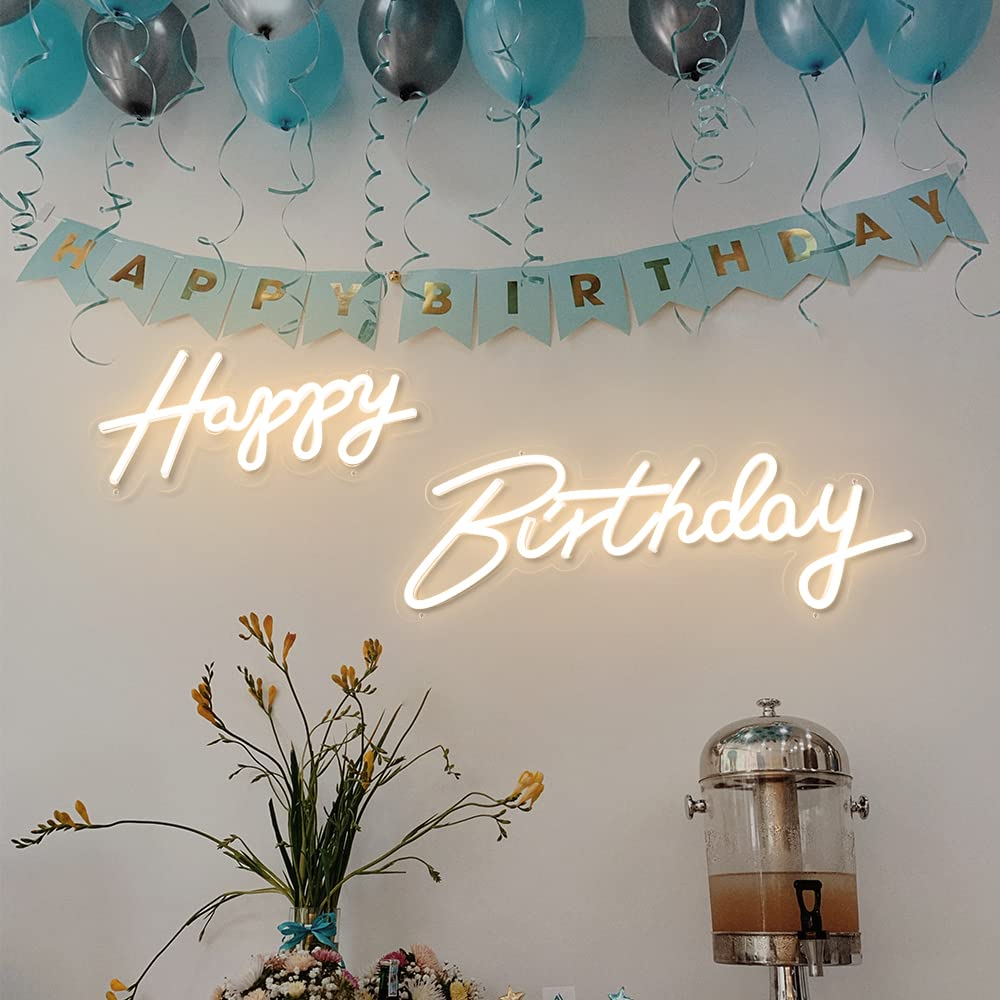 40"/23" Happy Birthday Neon Sign Large - Happy Birthday Sign 12V - Happy Birthday Light up Sign with Dimmable Switch - 2PCS Happy Birthday LED Sign for Backdrop, Party, Celebration, Decoration image number 4