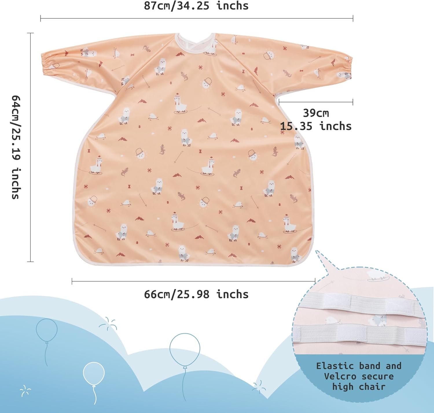 Little Dimsum Baby & Toddler Weaning Bib Coverall, Attaches to High Chair, Waterproof Long Sleeve Feeding Smock Apron, Easy to Clean for Eating 6-36 Months image number 4