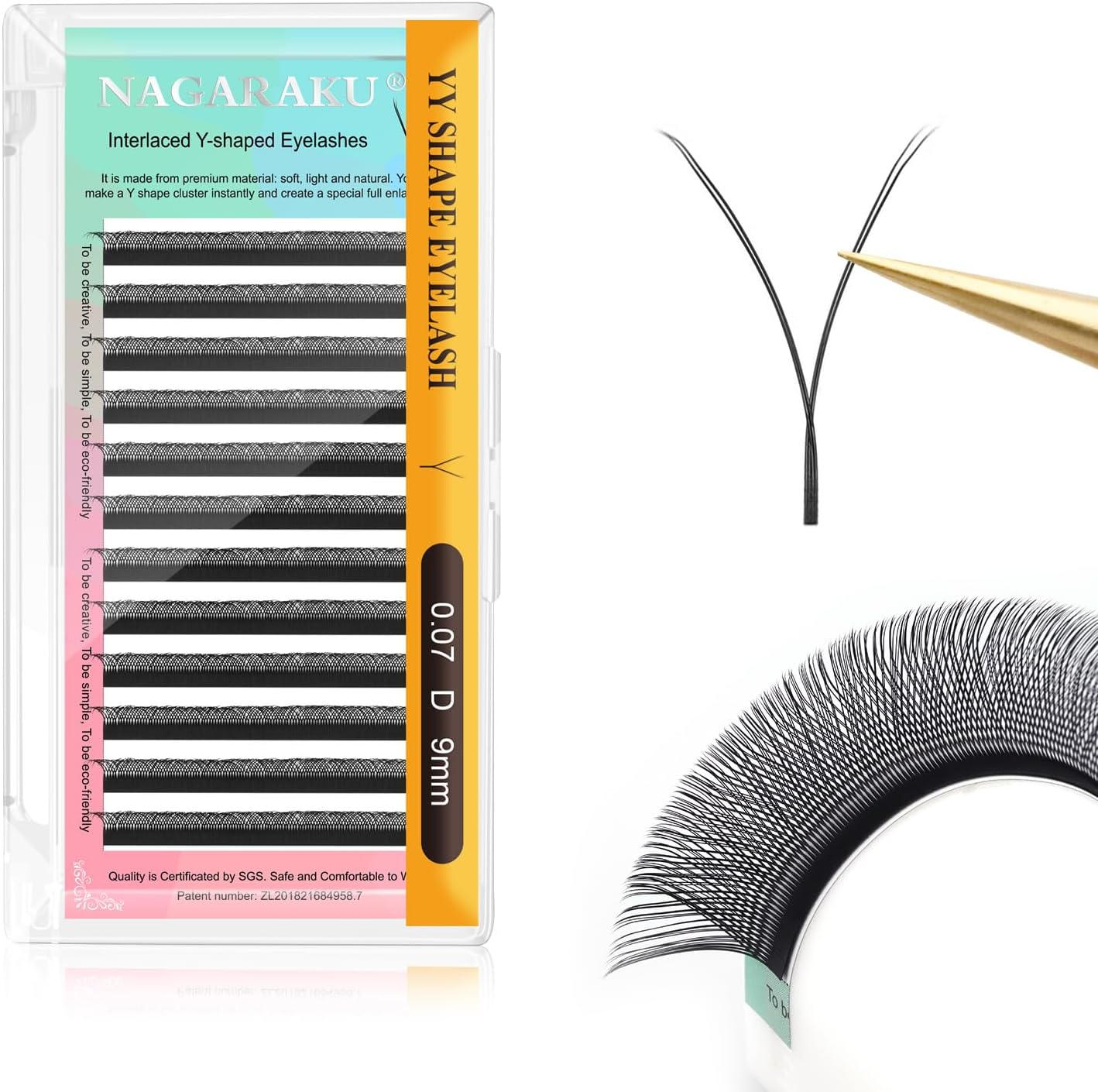 NAGARAKU YY Eyelash Extensions Supplies Y Lash Premade 4D Easy Fan Russian Volume Cluster Faux Mink Matte 12 Rows Pre Fanned Wispies Crisscross Eye Lashes(0.07Mm D Curl 9Mm) image number 4