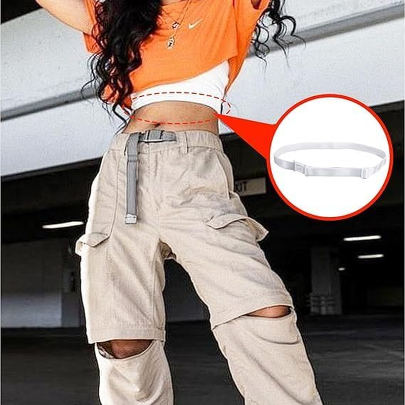 THJOPOKEEL 4Pcs Crop Tuck Crop Top Band Shirt Cropping Band Elastic Belts for Women Tops for Transform the Way You Style Your Tops (Black + White) image number 2