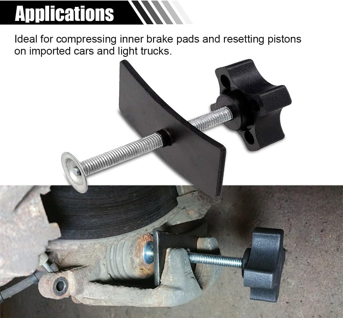 Brake Pad Spreader, Disc Brake Pad Spreader Tool, Brake Caliper Compressor Tool for Compressing Inner Pad, 360 Degree Swivel Joint Brake Piston Compression Tool for Cars & Light Trucks image number 6
