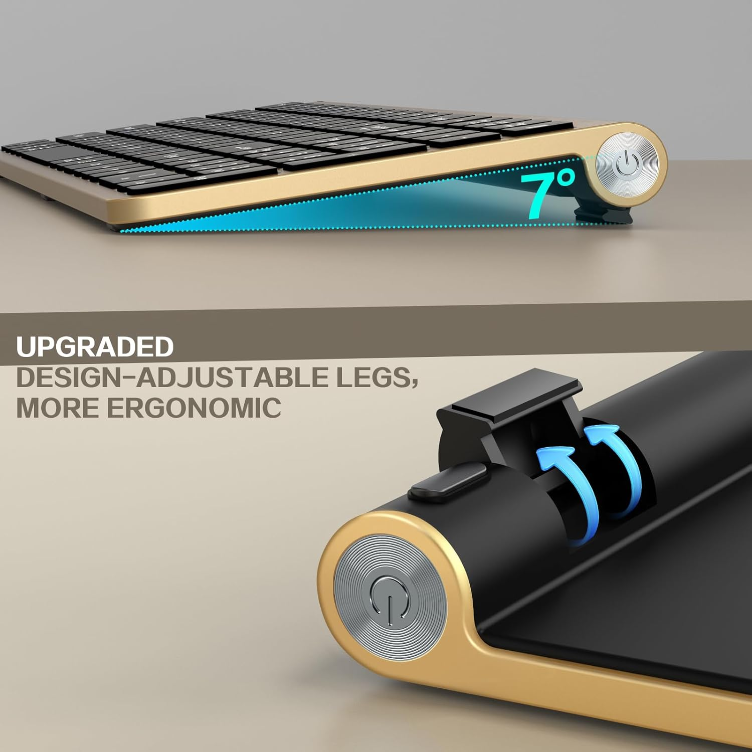 JOYACCESS Black Gold Wireless Keyboard with Low-Profile Keys - 2.4Ghz Full-Sized,Windows & Mac OS, Quiet,Ergonomic Keyboard for Computer, Laptop, PC, Mac,Windows- Gold image number 1