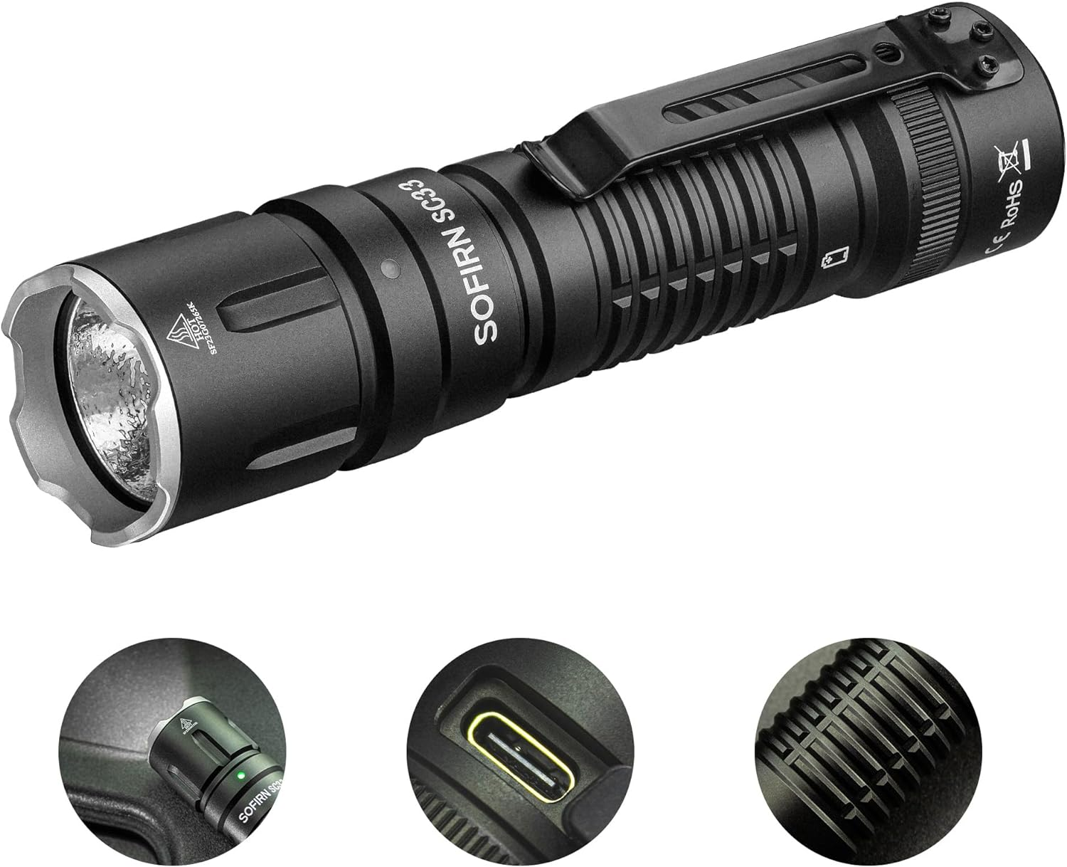 Sofirn SC33 Rechargeable Torch 5200 Lumens, EDC Flashlight High Lumens, 327 Meters Throw, Led Lights with 9 Modes Regulated Output for Emergencies, Hunting image number 3