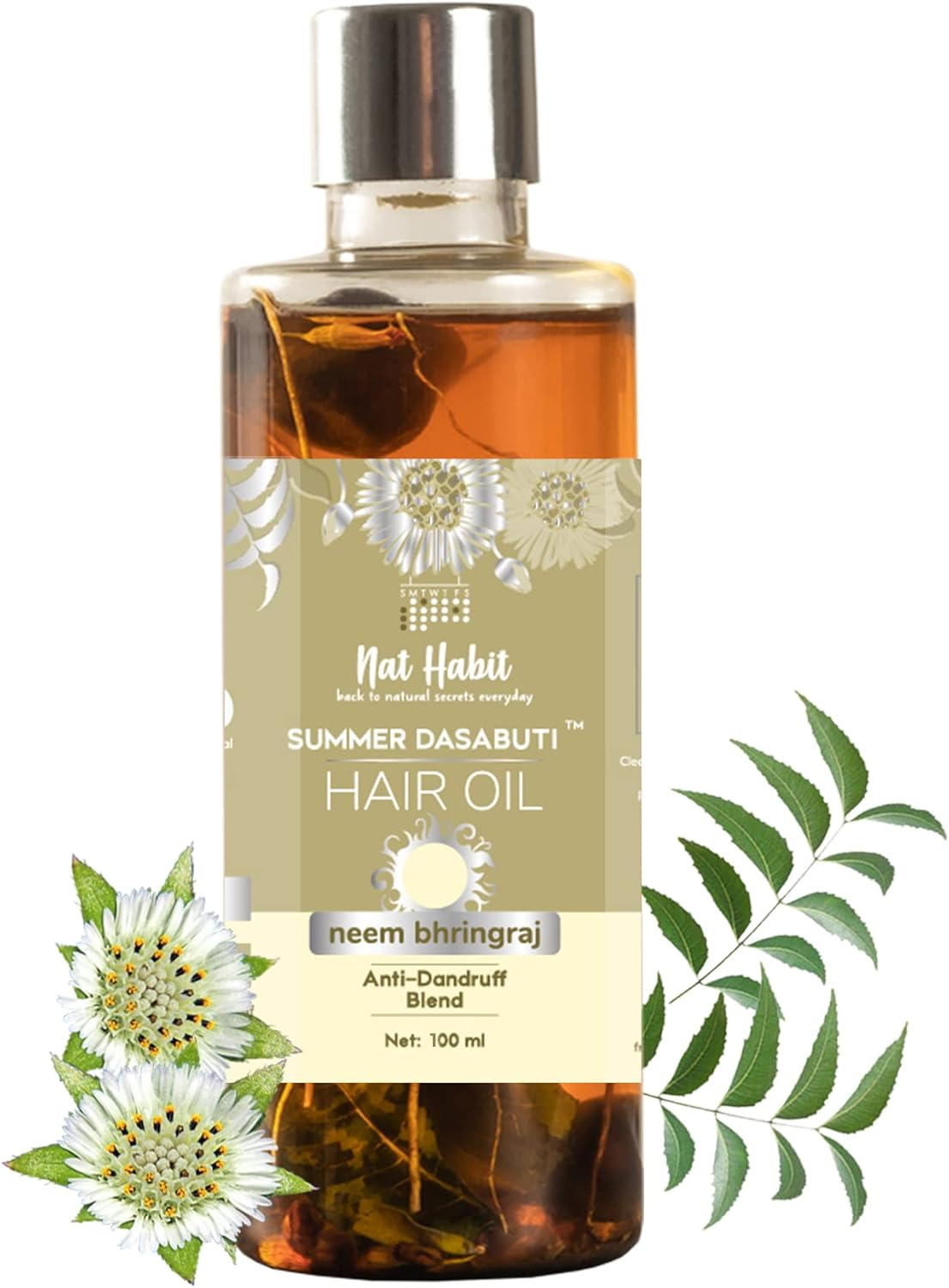 Nat Habit Neem Bhringraj Summer Hair Oil for Men & Women, Reduces Dandruff, Suitable for All Hair Types, No Paraffin, Mineral Oil, Preservatives & Chemicals, 100 Ml image number 6