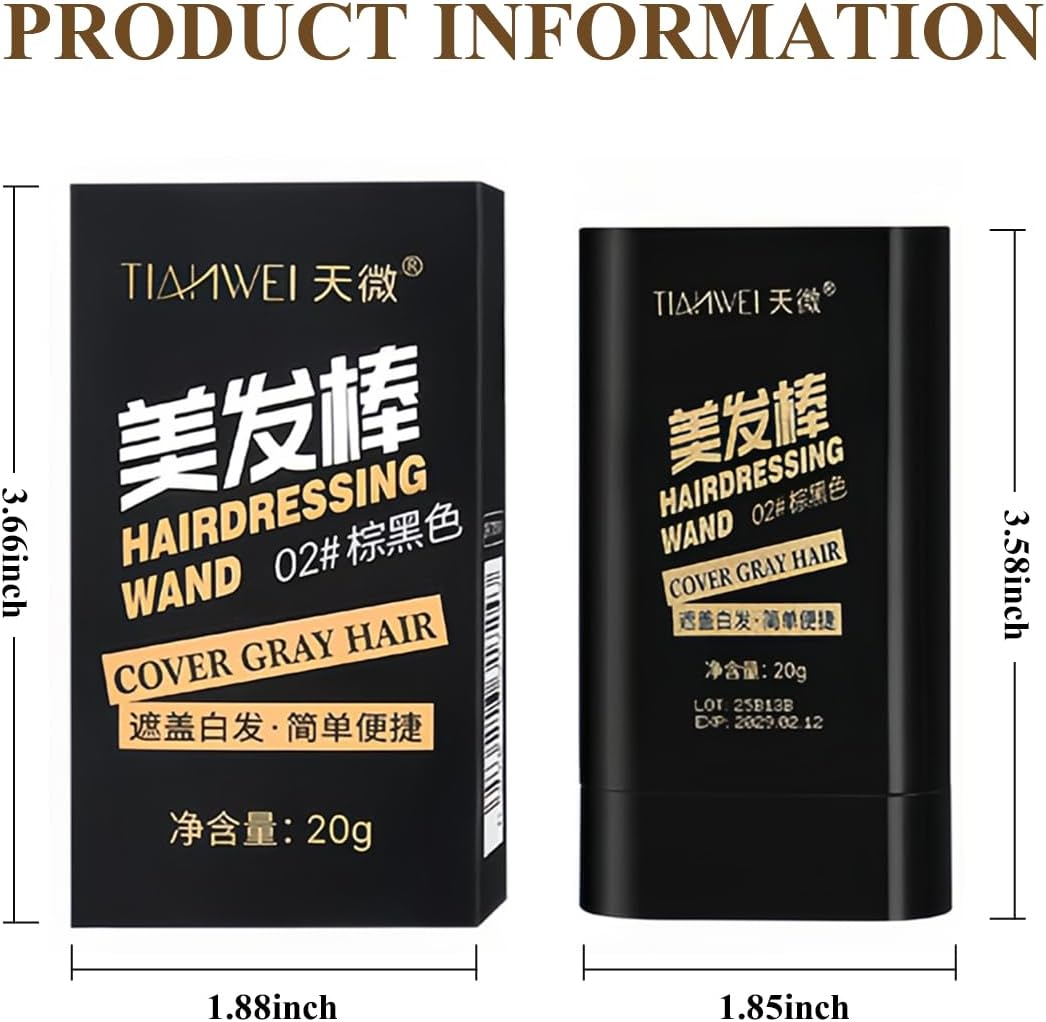 Hair Color Stick Comb Hair Dye Pen Instant Portable Hair Dye Comb Root Hair Mascara for Gray Hair Coverage, 2 in 1 Temporary Hair Touch up Dye for Women & Men Blonde Roots Quick Fix (Dark Brown) - Black image number 7