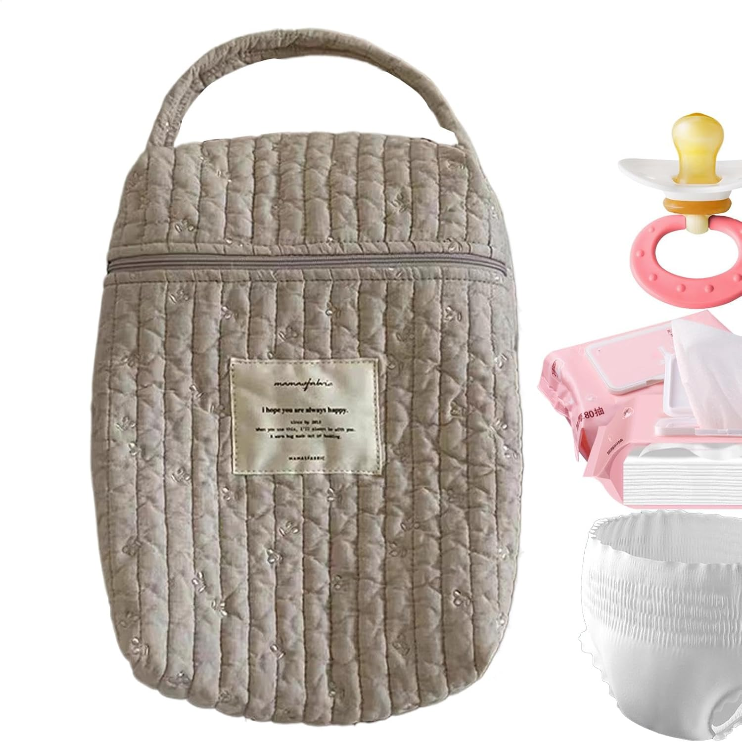 Diaper Bag for Diapers, Diaper Organizer for Changing Table - Quilted Cotton Diaper Bag for Nursery | Soft Diaper Organizer, Versatile Diaper Stacker For image number 3