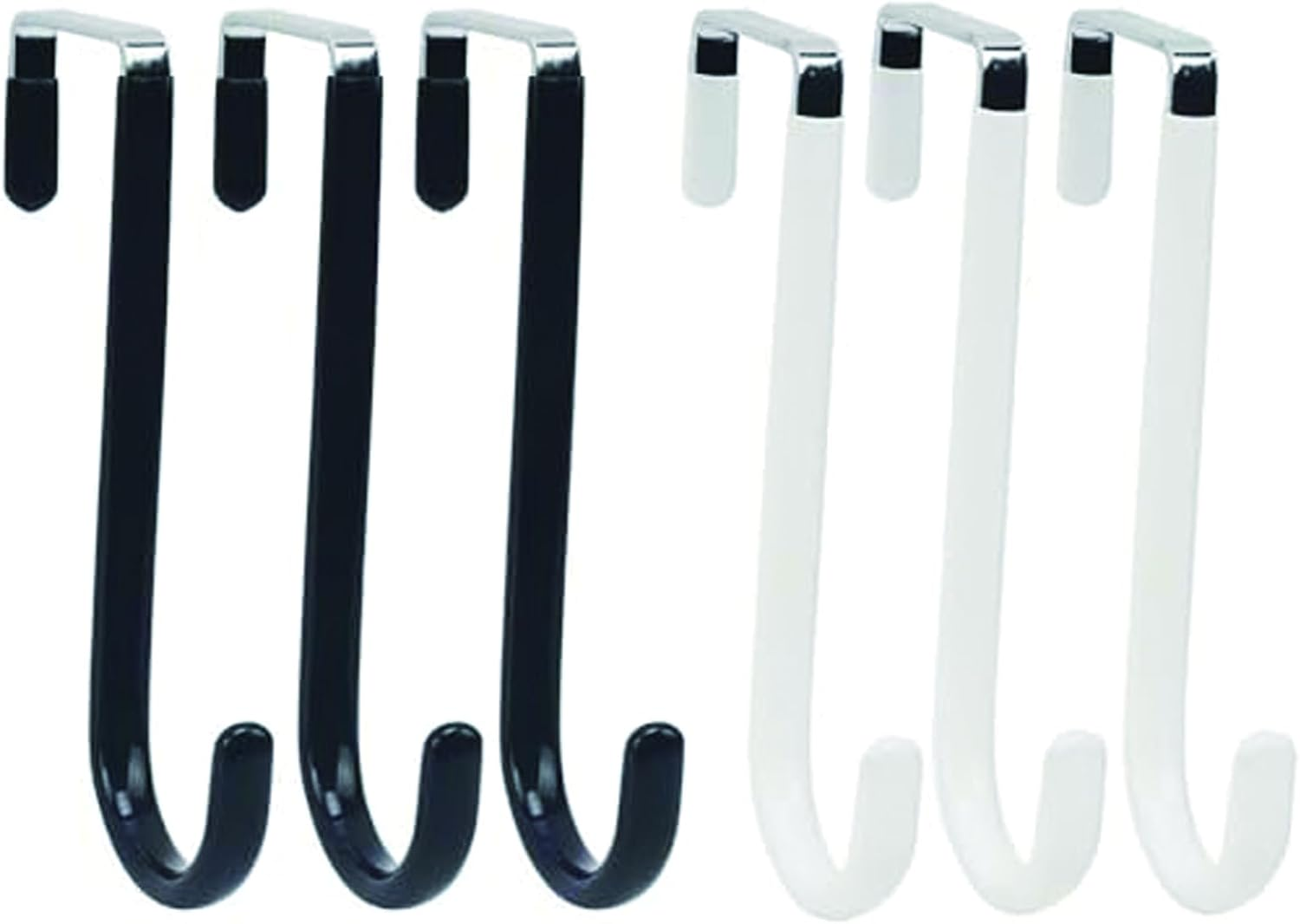 6-Pack over the Door Hooks Door Hangers Hooks with Rubber to Prevent Scratches, Heavy Duty Organizer Hooks. They Can Be Used for Hanging Clothes, Towels, Hats, Coats, Bags, Etc.White