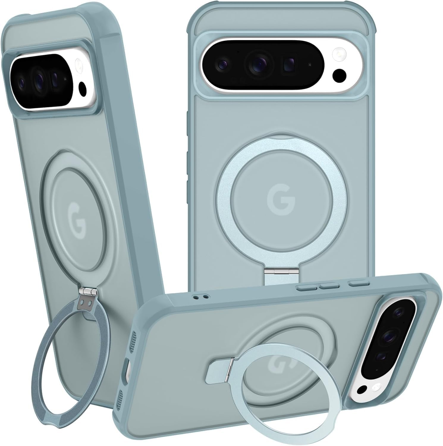 ELEPIK for Google Pixel 10 Pro XL Case with Adjustable Ring Stand, [Compatible with Magsafe] [Wireless Charging Compatible] Military Grade Magnetic Protective Phone Cover, Blue