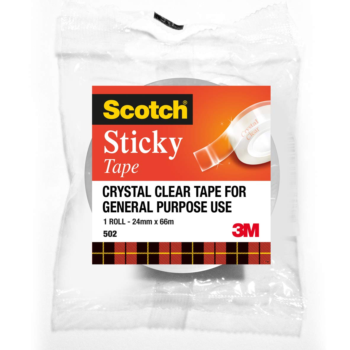 Scotch Sticky Tape 24 Mm X 66 M, (502) (Pack of 2)