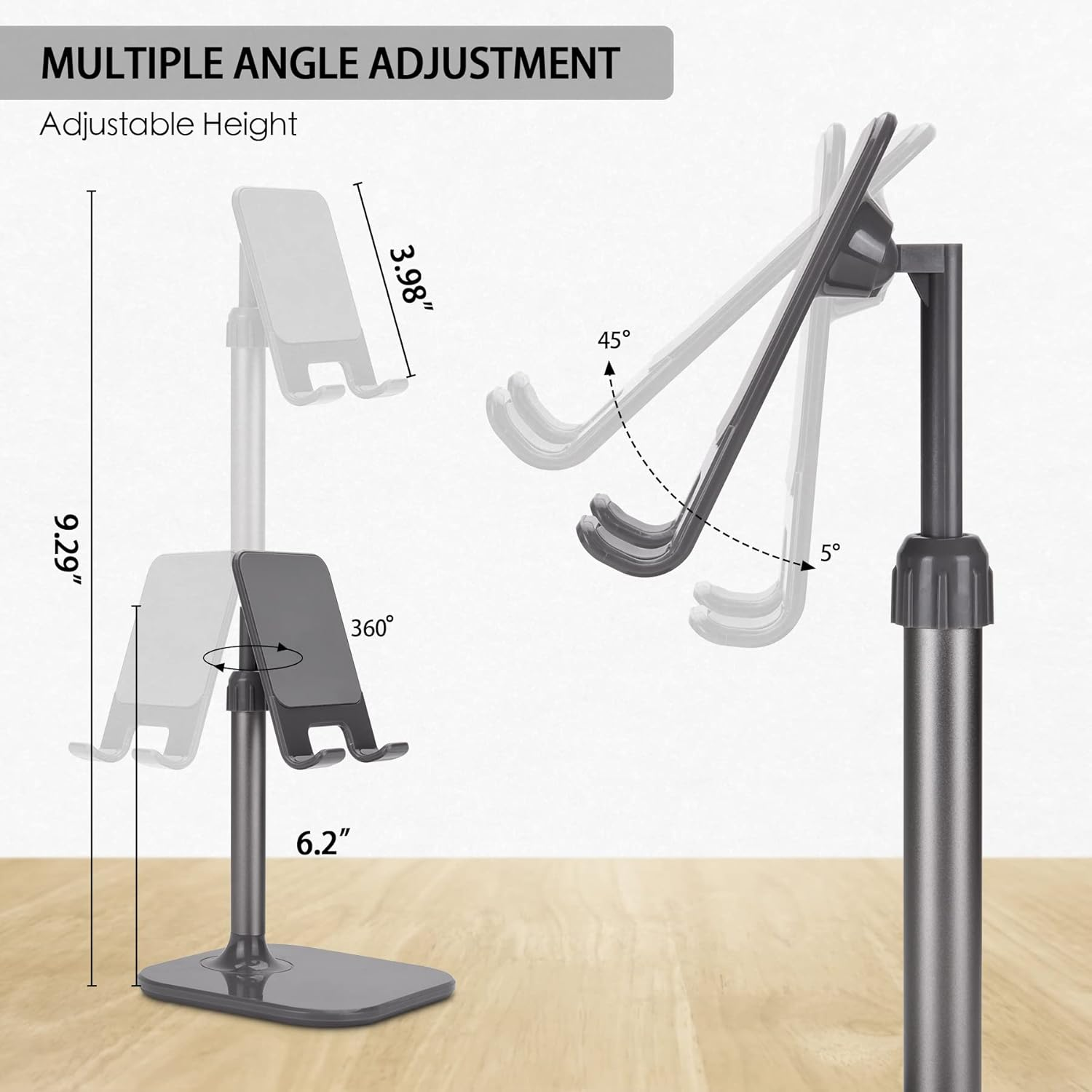 Doboli Cell Phone Stand, Phone Stand for Desk, Phone Holder Stand Compatible with Iphone and All Mobile Phones Tablet, Gifts for Adults Women Men Mom Wife, Space Gray image number 4