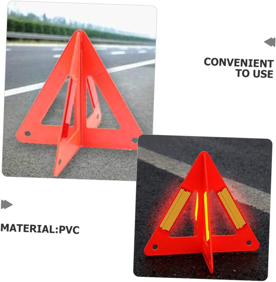Anneome 3Pcs Triangle Reflector Reflective Roadside Triangles Car Emergency Warning Signs Safety Road Warning Sign for Roadside Use image number 5