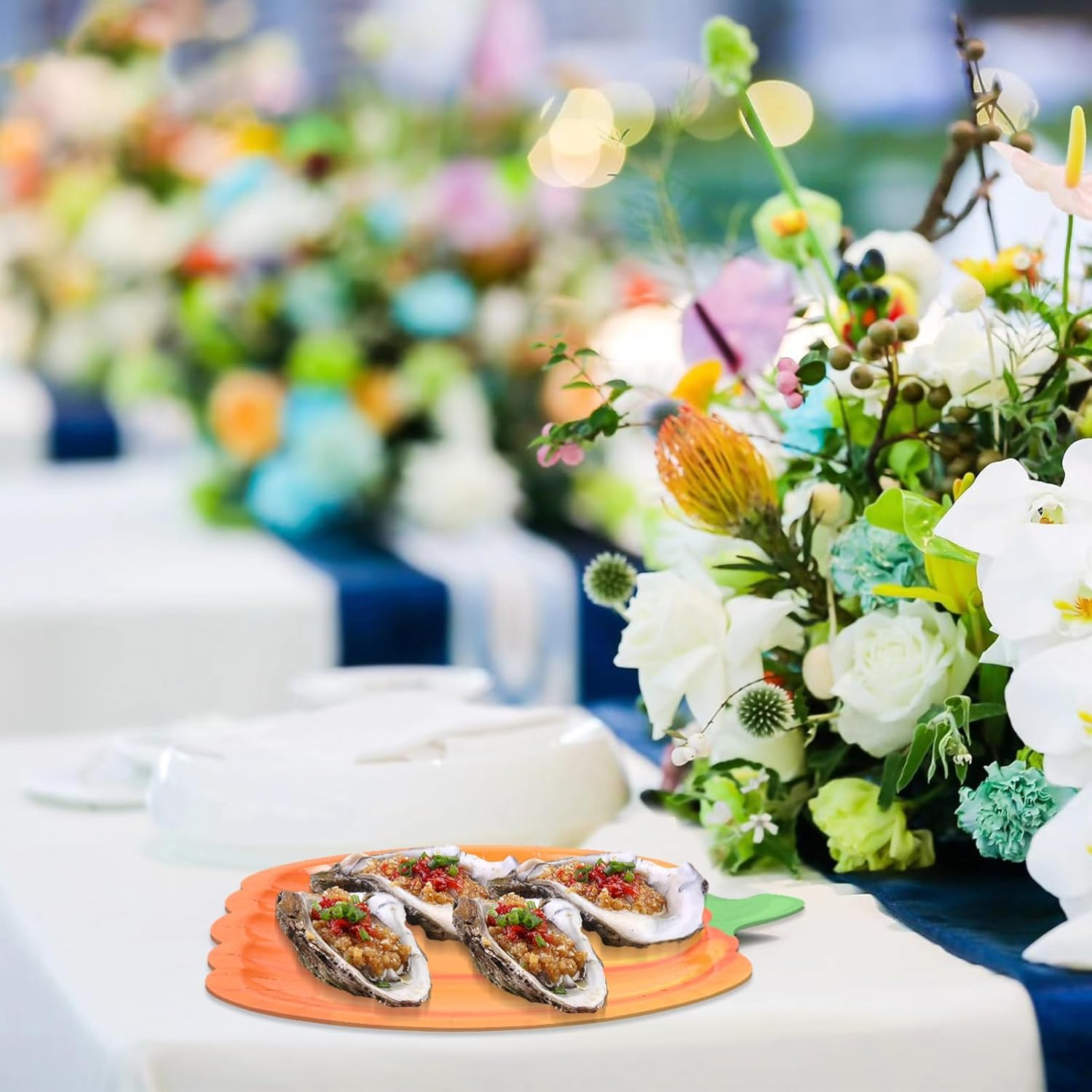 JECOMPRIS 20Pcs Pumpkin Paper Plates: 7 X 7 INCH Disposable Paper Plates for Desserts - Halloween Party Supplies for Thanksgiving Fall Party Decorations Supplies Favors Dining Kitchen image number 2