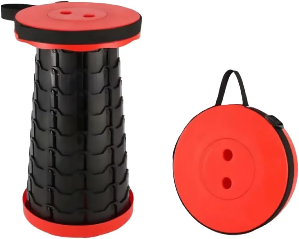 AIMALL Telescopic Folding Stool for Outdoor Travel, Portable Rainbow High-Speed Railway Train Seat, Adjustable Height 10.03In X 17.71In, Compact PP Material, Available in Red, Blue, Orange