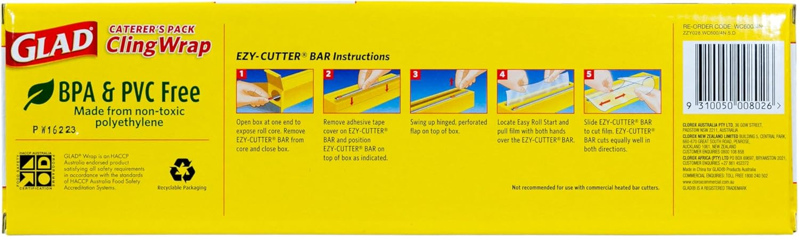 Glad Wrap, 600 Metre Clear Cling Wrap, Bpa-Free, Microwave Ready, 600M X 33Cm, 1 Count