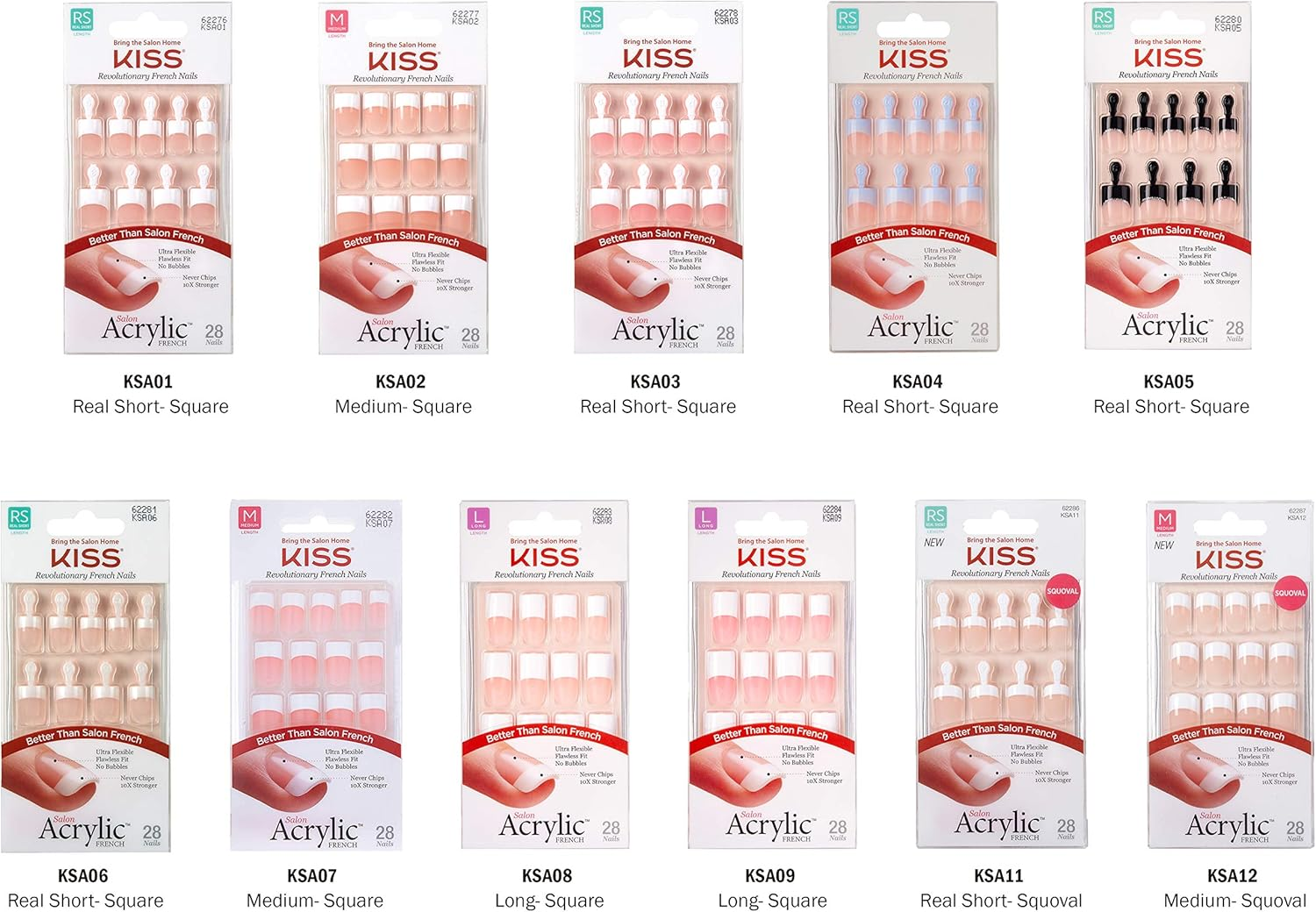 KISS Salon Acrylic French Nails Kit Pet Peeve Real Short (6 PACK) image number 4