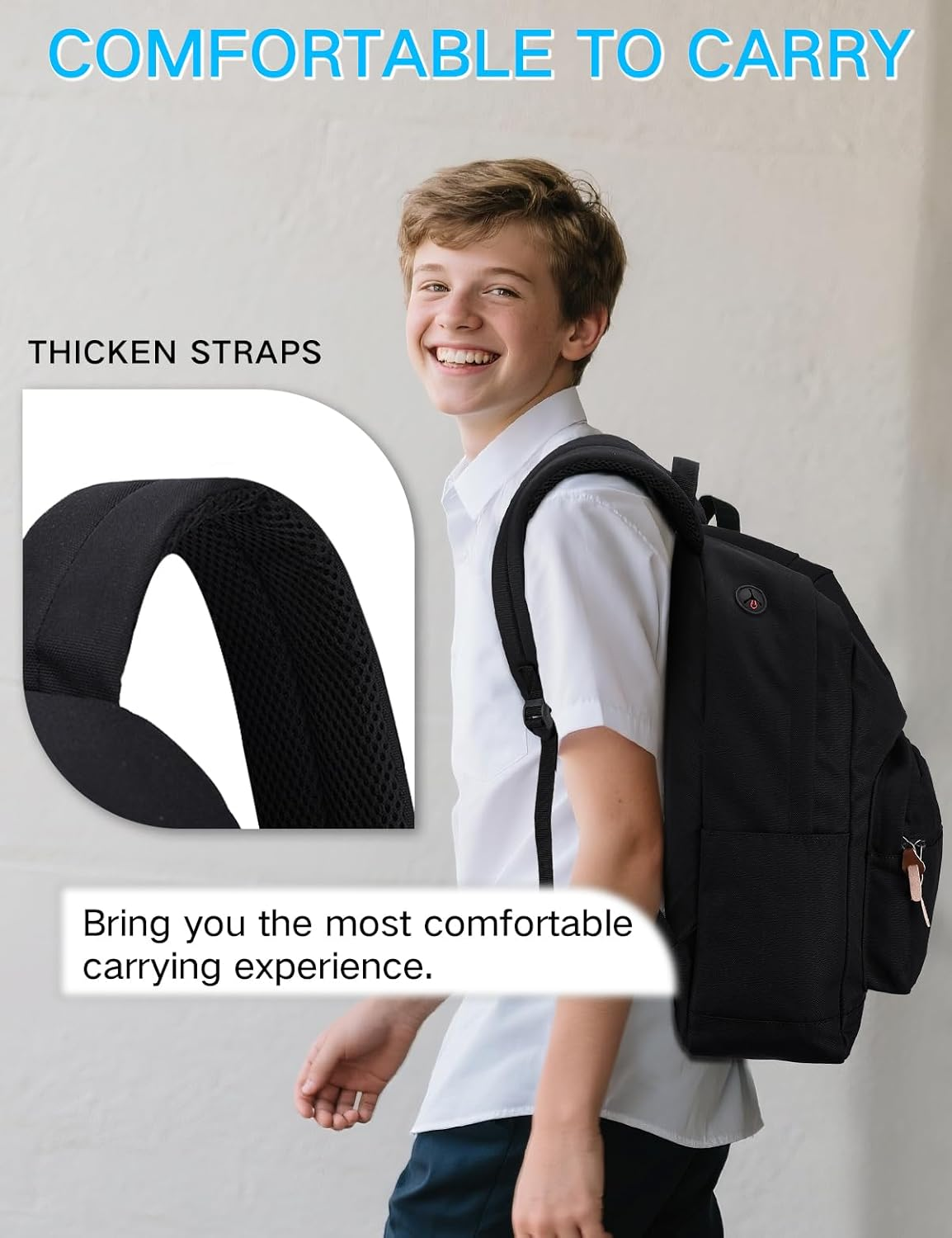 School Backpack,Ravuo Water Resistant Unisex Classic Basic Casual Bookbag - Blue image number 6