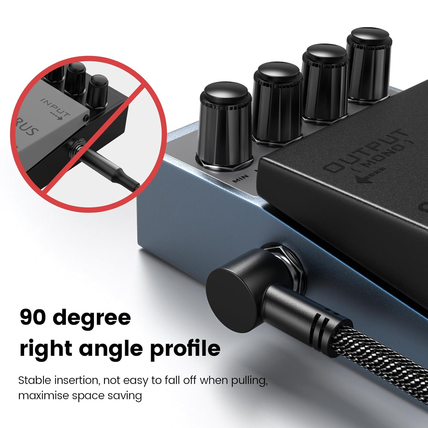 MOSWAG Guitar Patch Cables 3 Pack, 6 Inch Pedal Board Cable 1/4 Inch Guitar Patch Auxiliary Cable Right Angle Guitar Effect Pedal Cables Compatible with Electric Guitar, Bass Guitar image number 2