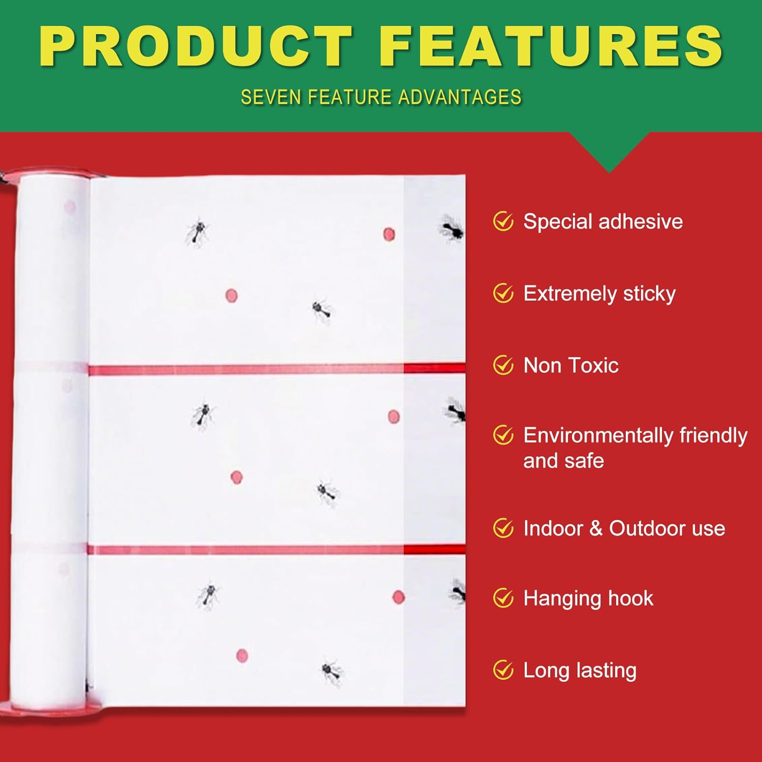 Fly Trap Sticky Paper Roll &ndash; Set of 2 Extra Long & Wide Fly Paper Rolls for Indoor & Outdoor Use &ndash; Fly & Bug Trap for Home, Farm, Garden, Plants &ndash; Safe, Effective, Easy-To-Use Pest Control image number 6