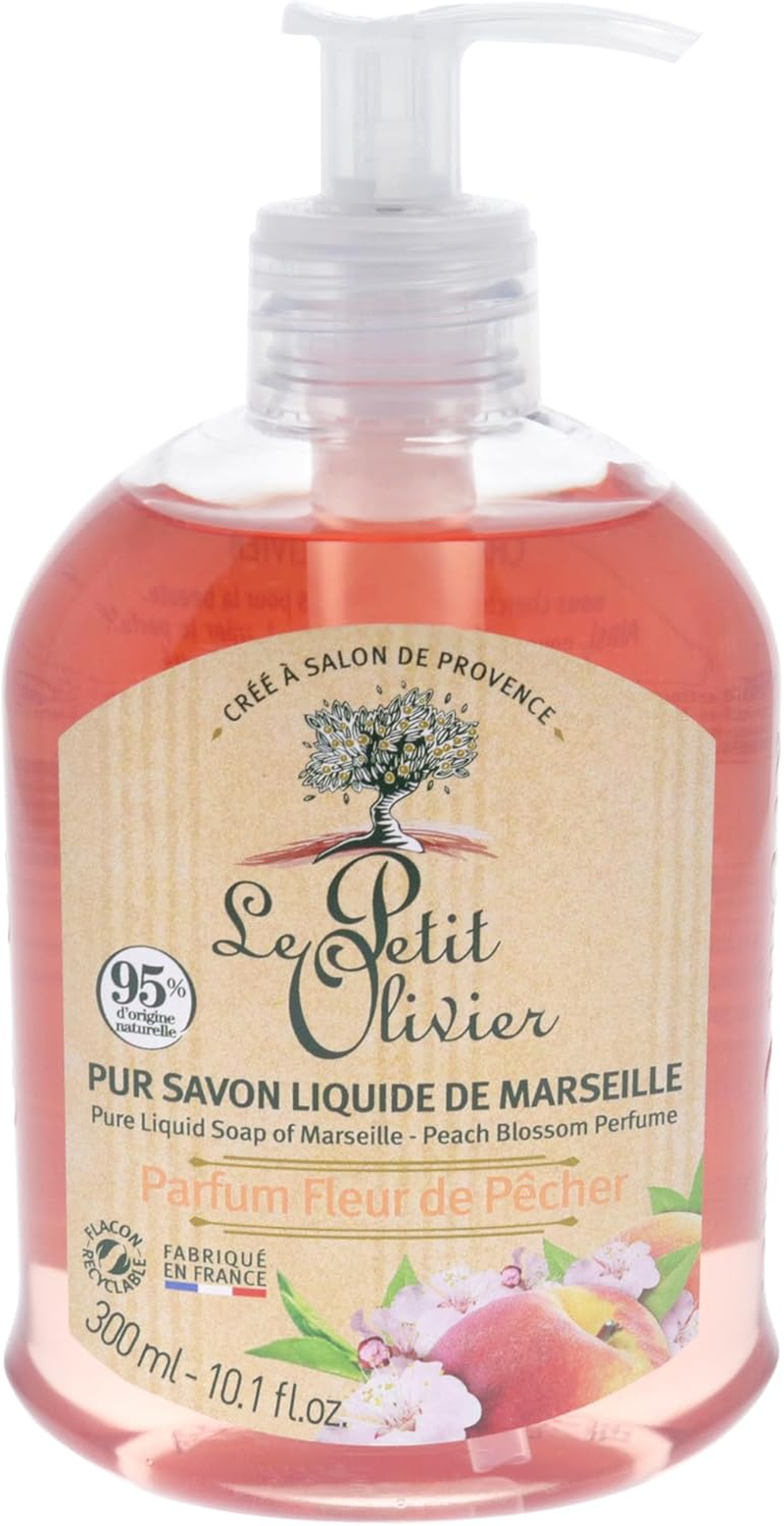 Pure Marseille Liquid Soap - Peach Blossom Perfume by Le Petit Olivier for Women - 10.1 Oz Soap