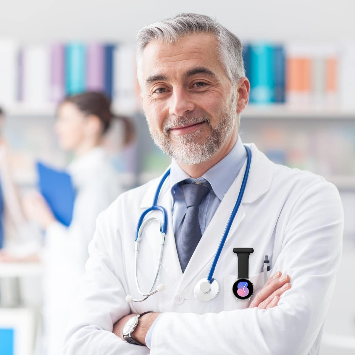 Fob for Samsung Galaxy Watch Fe,Watch 7/6 40Mm/44Mm,Watch 5 Pro 45Mm/Galaxy Watch 5/4/4 Classic,20Mm Soft Silicone Pin Fob Suitable for Nurses, Midwives, Doctors, Health Care Personnel, Hikers image number 1