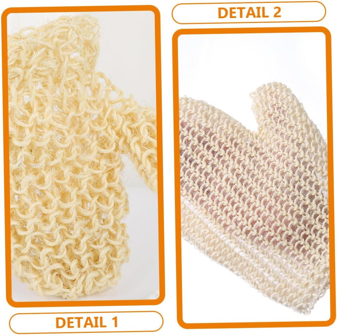HEATSHAKING 2Pcs Sisal Shower Back Scrubber Bath Mitts Exfoliating Gloves for Bathroom Cleaning image number 4