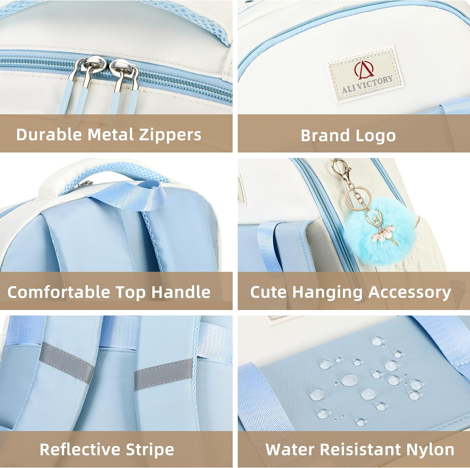 AO ALI VICTORY School Backpack for Teens Girls Women 15.6 Inch Laptop College Travel Work Backpacks Kids Elementary Bookbag - Blue image number 2