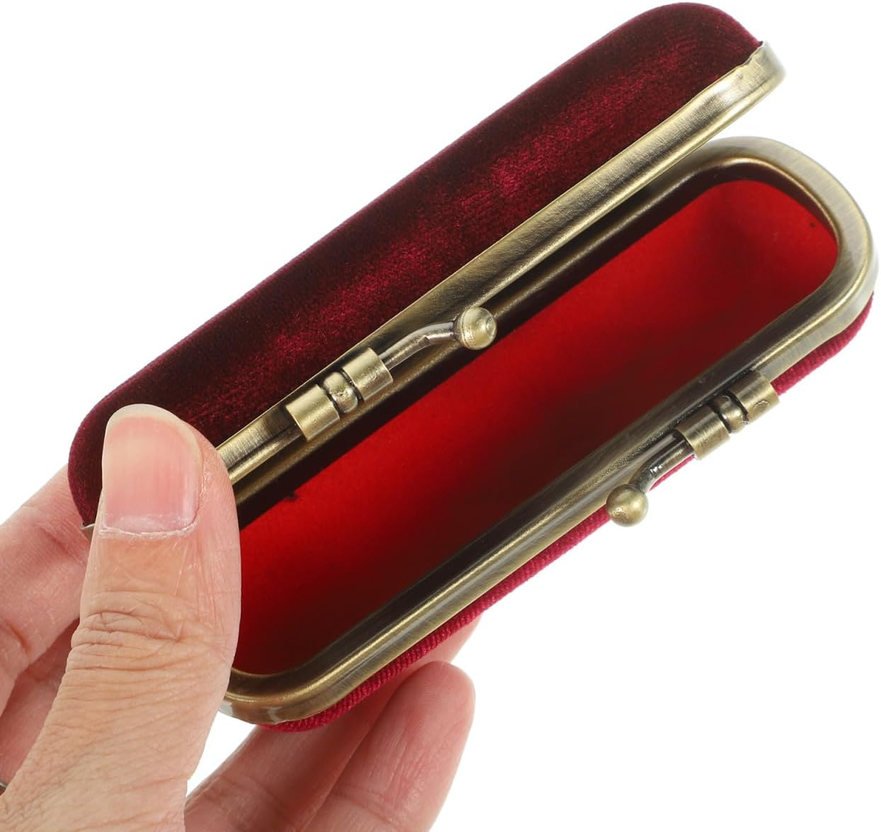 DOITOOL Ladies Lipstick Box Lipstick Case with Mirror Elegant Lipstick Organizer Vintage Lipstick Holder Ladies Vintage Purse Outdoor Travel Delicate Suitcase Flannel image number 4