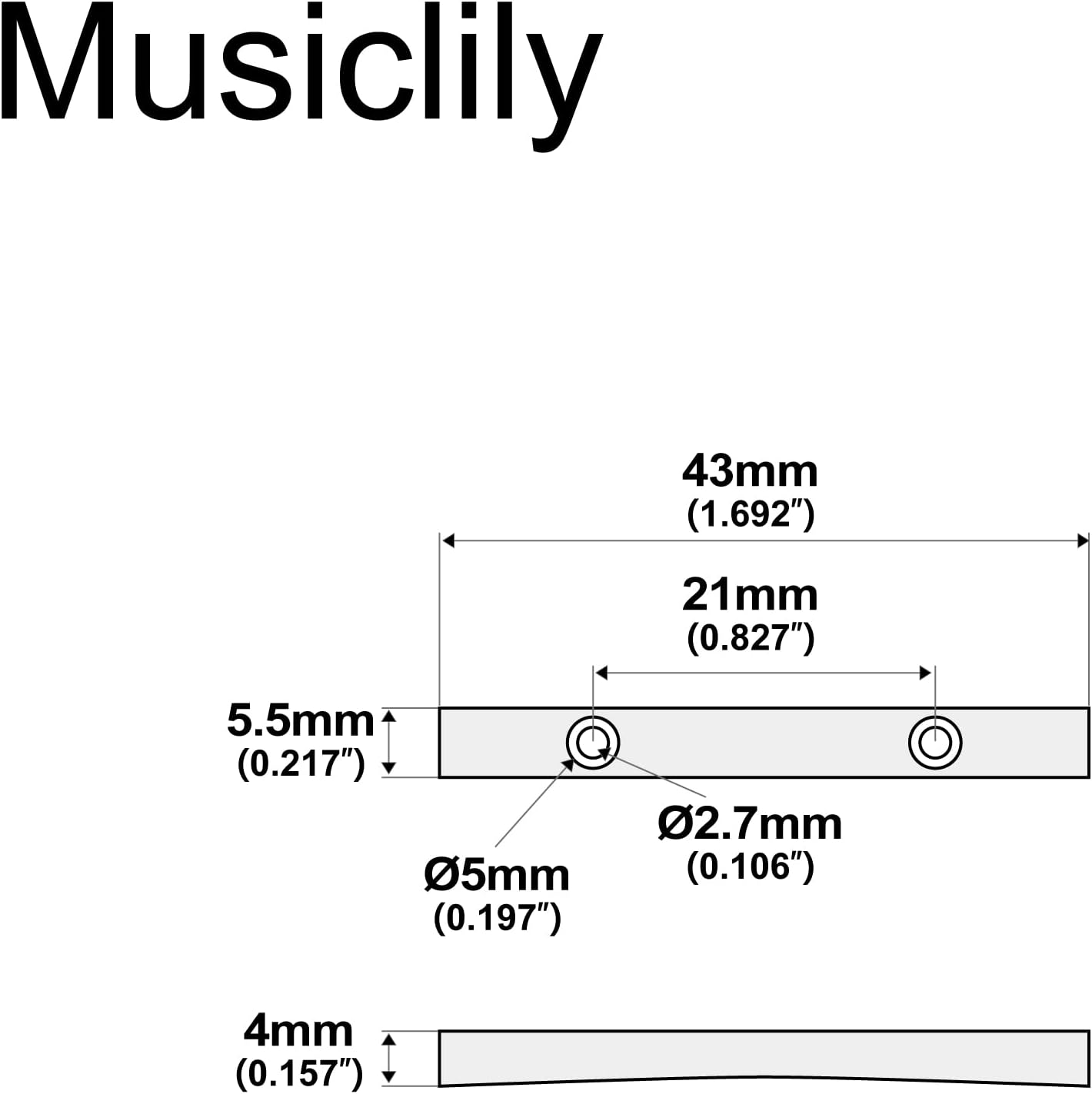 Musiclily Pro 43Mm Brass Bass String Retainer Bar for 4-String Electric Bass, Gold - Gold image number 4