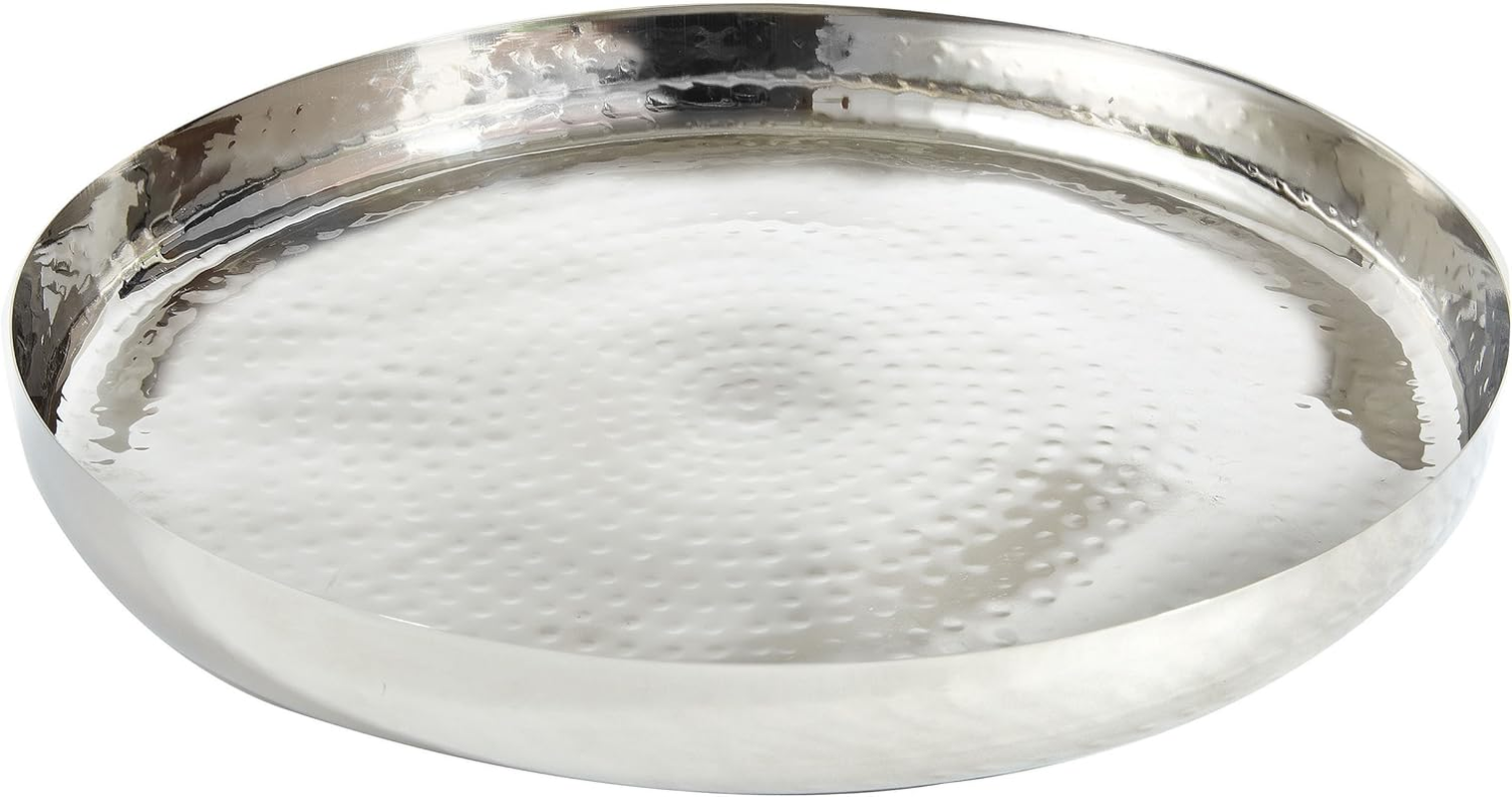 Elegance round Tray Serveware Accessories, 16", Silver