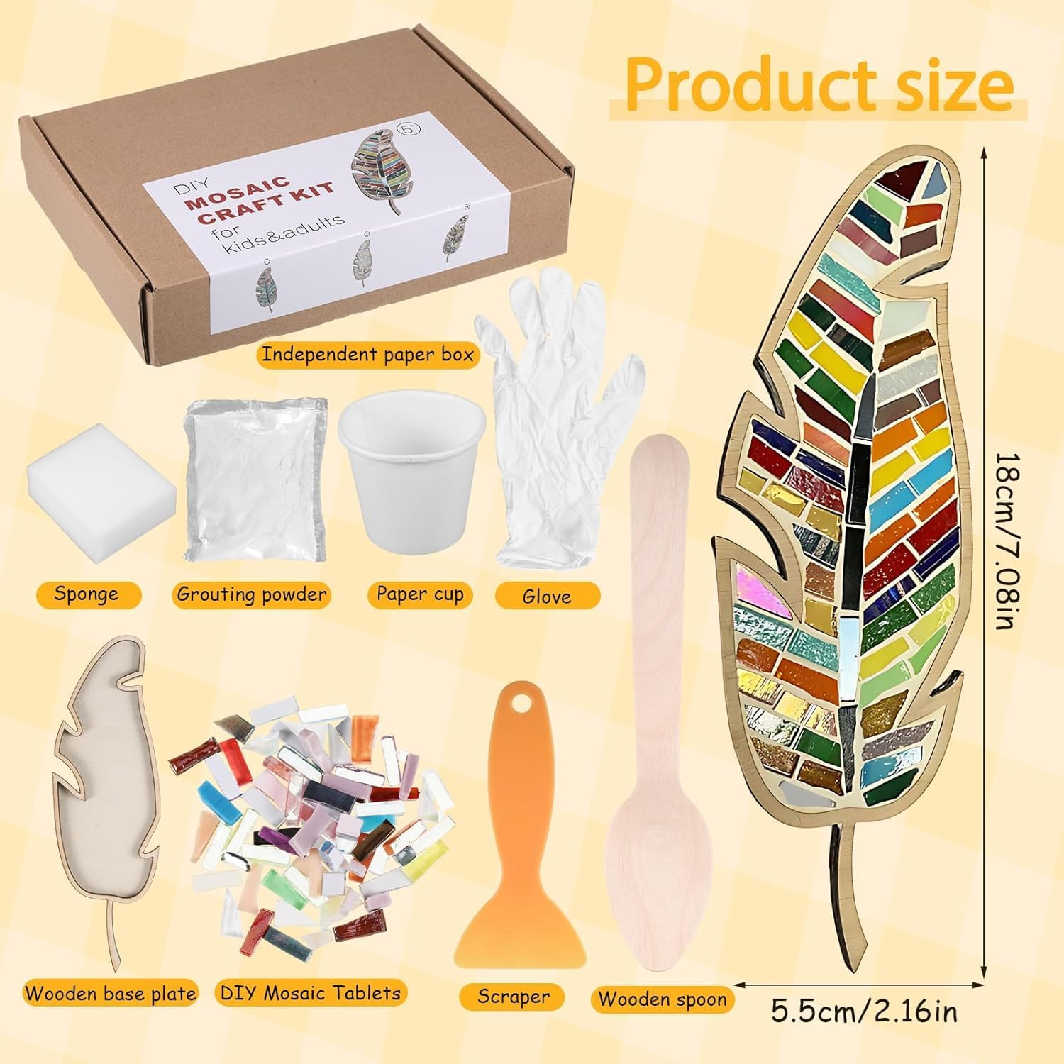 Mixed Colour Leaf Mosaic Kit, Creative DIY Colourful Home Decoration Mosaic Tiles for Crafts, Kits for Adults Glass Pieces Kit Making Supplies Puzzle image number 3