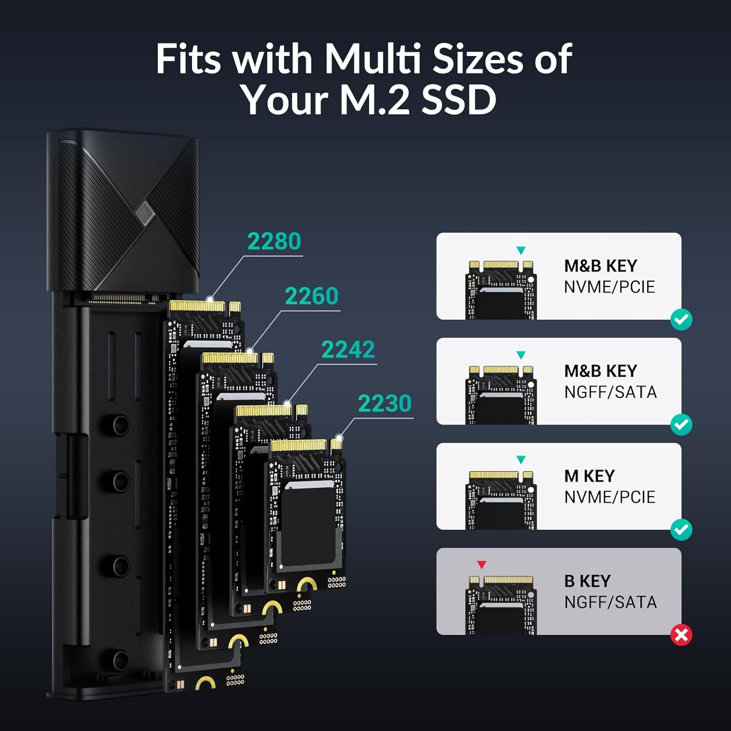 Gigimundo M.2 Nvme SATA SSD Enclosure, UASP Trim, 10Gbps Nvme, 6Gbps SATA, Tool-Free USB 3.2 Type-C SSD Caddy for 2230/2242/2260/2280 SSD (Rose Gold-Nvme & SATA) image number 6