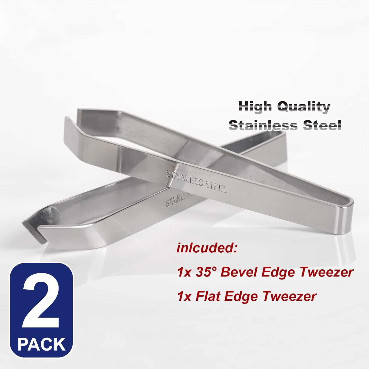 Fish Bone Tweezers Pin Japanese Global Set, 2 Pcs,Stainless Steel, Pliers Curved Non-Slip Grip Remover Slant Tongs Bones Tweezer Kitchen Tool Flat Cooking Fishbone Home Restaurant Puller Pick-Up Craft